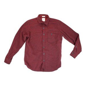Fossil 54 Wool Flannel Shirt Mens Medium‎ M Plaid Red Long Sleeve Classic Fit